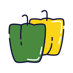Illustration of sweet pepper. Filled-outline icon of paprika.