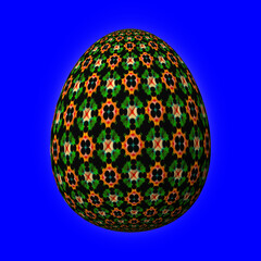 Colorful 3D easter egg on blue background