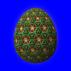 Colorful 3D easter egg on blue background