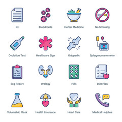 Healthcare and Medical Filled Icons - Stroked, Vectors