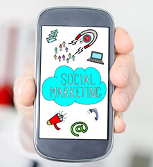 Social marketing concept on a smartphone