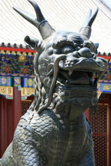 statue of a qilin at the summer palace in beijing (china)