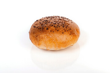 One bun with sesame isolated on white background