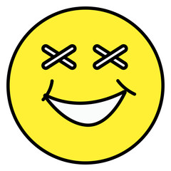 An editable style icon of cross eyes face 