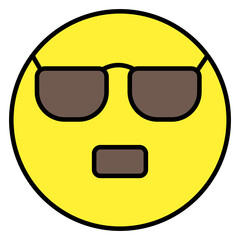 Emoticon face with sunglasses, icon of cool emoji 