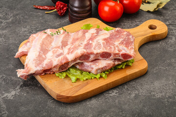Raw pork ribs for cooking
