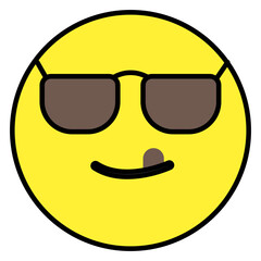 Emoticon face with sunglasses, icon of cool emoji 