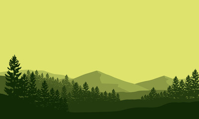 Stunning Mountain views under the clear morning sky. Vector illustration