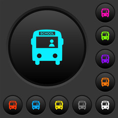 School bus with driver dark push buttons with color icons