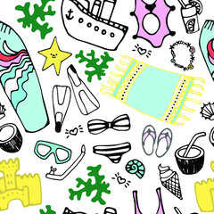 Summer background, texture, drawing, wallpaper, doodle. Summer Pattern