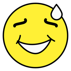A creative design icon of sweating emoji 