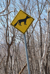 動物飛び出し注意の道路標識(Road sign to watch out for animals)