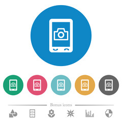 Mobile photography flat round icons