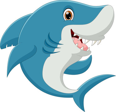 cute shark cartoon posing and smiling