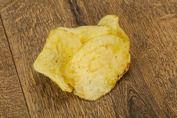 Natural potato salted chips heap