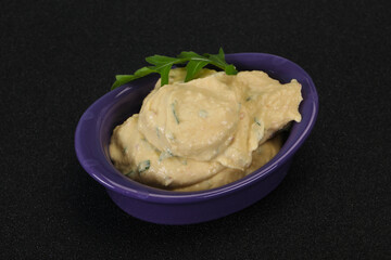 Hummus snack with olive oil