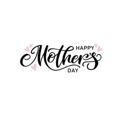 Happy Mother's Day text as celebration badge, tag, icon. Text card invitation, template. Festivity background. Lettering typography poster. Banner on white background. Vector illustration.