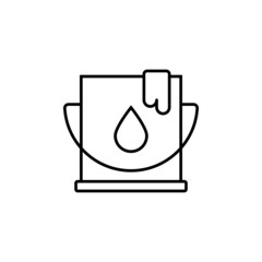 Fototapeta premium bucket paint icon in flat black line style, isolated on white background 