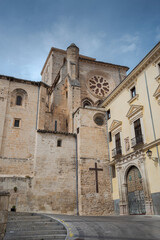 Fototapeta na wymiar Episcopal Palace and lateral view of the Cuenca Cathedral, Spain