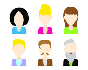 People avatar icon set isolated on a white background