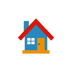 home, house icon in color icon, isolated on white background 
