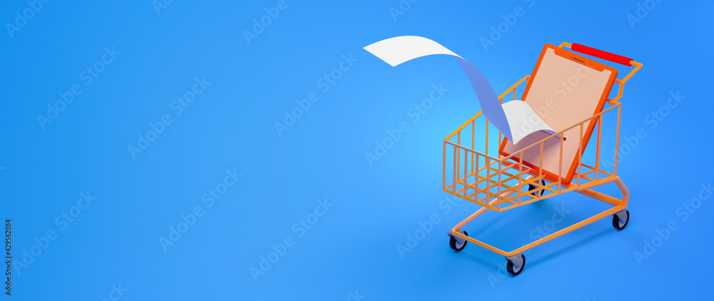 Aufkleber 3d render of mobile in cart. business online mobile and e-commerce on web shopping concept. secure o