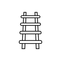 ladder icon in flat black line style, isolated on white background 