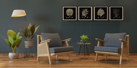 modern living room with chair & table