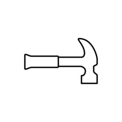 hammer icon in flat black line style, isolated on white background 