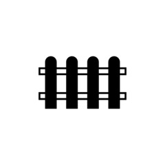 fence garden wood icon in solid black flat shape glyph icon, isolated on white background 