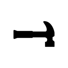 hammer icon in solid black flat shape glyph icon, isolated on white background 