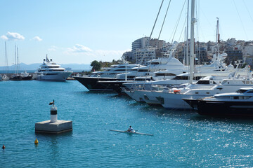 Fototapeta premium Beautiful Marina and round port of Zea or Pasalimani in the heart of Piraeus, Attica, Greece