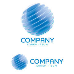 Transparent sphere with glass layers inside logo template vector illustration. Ethereal ball, futuristic conceptual symbol.