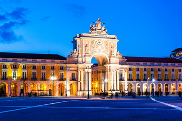Obraz premium Rua Augusta Arch in Commerce Square in Lisbon, Portugal