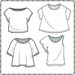 editable fashion kids wear garment flat sketch for creating your own design mockup