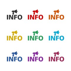 Info word icon isolated on white background color set