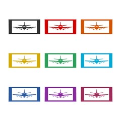 Plane tickets icon isolated on white background color set