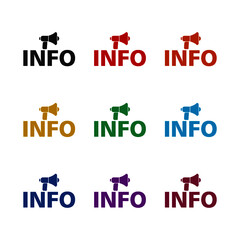 Naklejka premium Info word icon isolated on white background color set