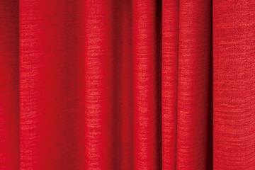 Background image of a red drapery curtain with deflection.