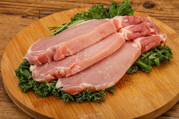 Raw pork steak for cooking