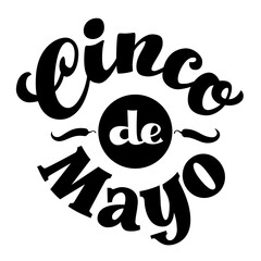 Cinco de Mayo hand drawn lettering isolated on white background