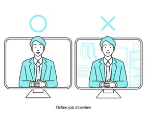 Web面接のイラスト素材 オンライン面接 ベクター