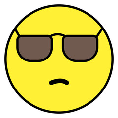 Emoticon face with sunglasses, icon of cool emoji 