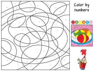 Easter eggs. Color by numbers. Coloring book