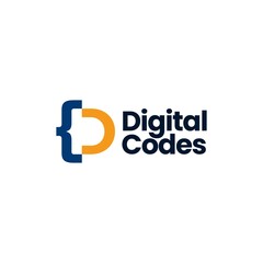 d letter mark code logo vector icon illustration