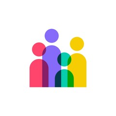 people community team family overlapping color logo vector icon illustration