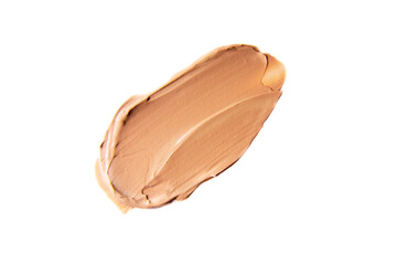 Smear of cosmetic product on isolated white background. Cosmetic concealer, foundation or cleansing face mask. Caring for the health and beauty of the skin