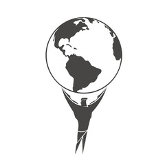 Strong man's silhouette with planet earth in his hands. Isolated on transparent background.