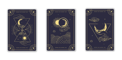 Beautiful blue magical tarot cards - obrazy, fototapety, plakaty