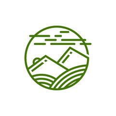 Obraz premium Nature Landscape logo design vector illustration, Creative Nature Landscape logo design concept template, symbols icons
